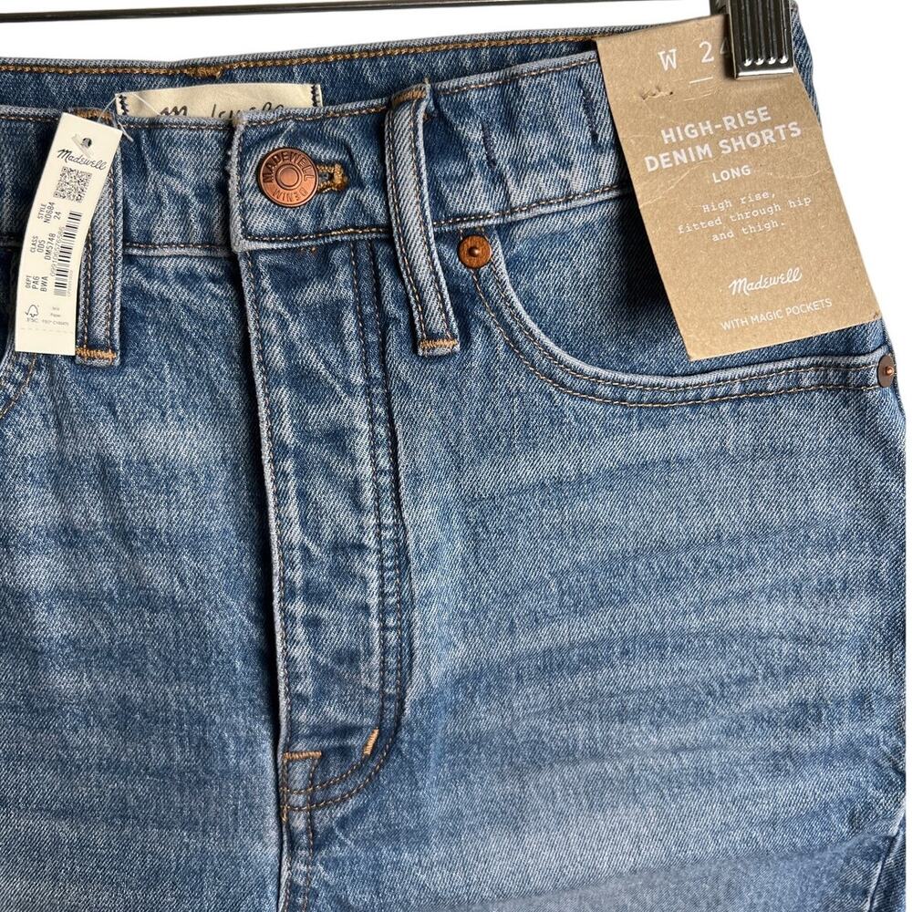 Madewell High-Rise Long Denim Shorts NWT Size 24 Button Fly - Picture 3 of 8